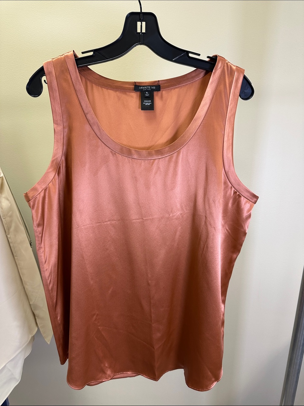 Lafayette 148 New York Rose Copper Satin Scoop-Neck Tank